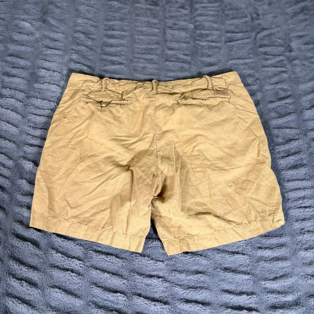 Polo Ralph Lauren Mens 36 Tan Linen Cotton Blend Straight Fit Chino Shorts AQ497